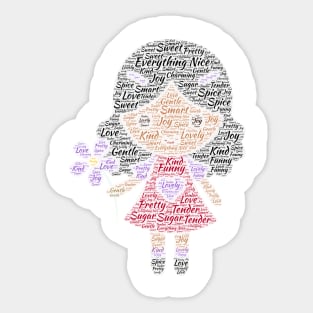 What are Little Girls made of Word Cloud Art Sticker